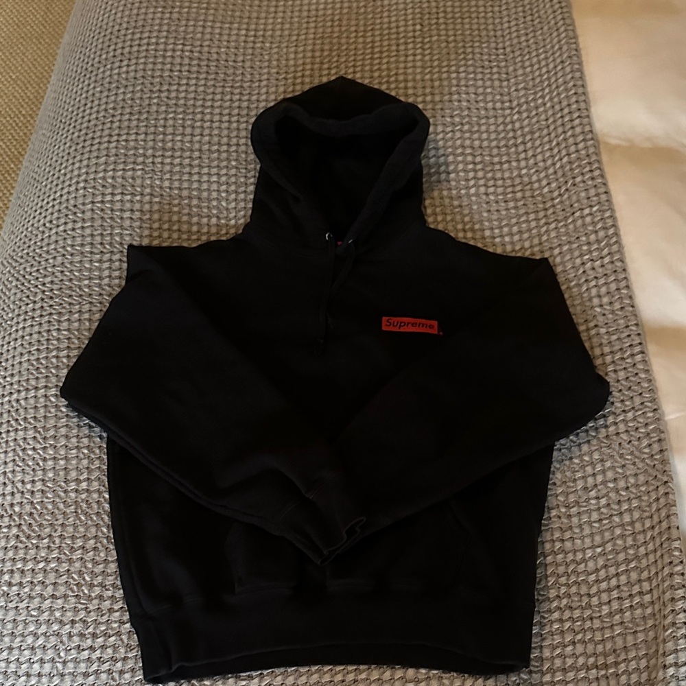 Supreme Black and Red Logo Hoodie